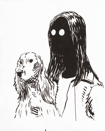 Haustiere &ndash; 2020, Tusche + Acryl auf Papier, 100x80 cm