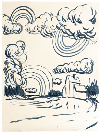 Regenbögen &ndash; 2019, Tusche auf Papier, 130x100 cm