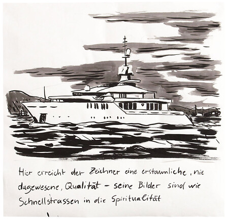 Schnellstraßen in die Spiritualität &ndash; 2020, Tusche auf Papier, 97x100 cm