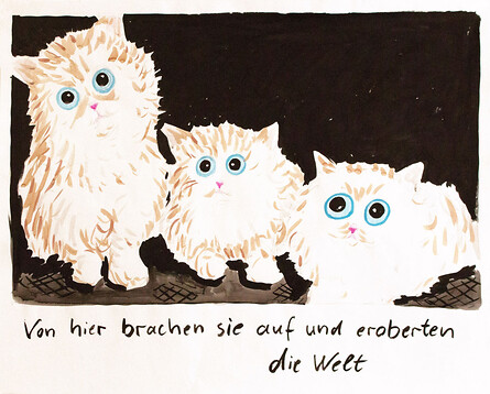 Welteroberung &ndash; 2019, Tusche auf Papier, 80x100 cm