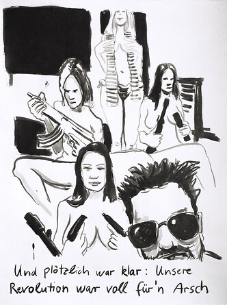 Aus der Reihe "Plötzlich": Unsere Revolution &ndash; 2019, Tusche auf Papier, 130x100 cm